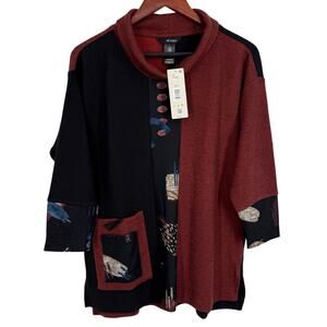 NEW NWT Ali Miles Sz Small Super Soft Wearable Art Winter Cozy Blouse Shirt Top